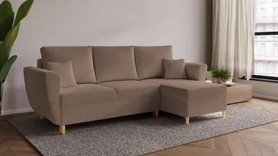 Obrázek produktu pro Rohová rozkládací sedačka SAVONA - hnědá - manšestrová látka - LINCOLN 17
