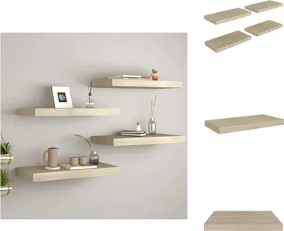 Produktbild von vidaXL Schwebende Wandregale 4 Stk. Eichefarben 50x23x3,8cm MDF -  Wandregale