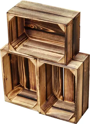 Obrázek produktu pro Dřevěná bedna Ozdobná bedna Box 30x20x15 cm SET 3 Flambované