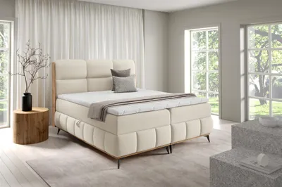 Produktbild von Boxspringbett Schlafzimmerbett CHARLIE PREMIUM 160x200cm Stoff Fibi Creme