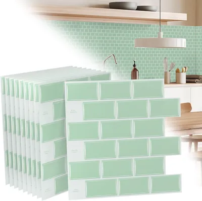 Produktbild von VA-Cerulean Fliesenaufkleber Küche Tile Stickers 3D Selbstklebende Fliesen Klebefolie Wandaufkleber für Bathroom Deckenplatten Kitchen, Type N