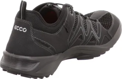 A side view of a black Ecco sneaker.