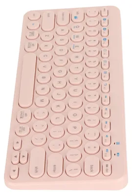 Zdjęcie produktu dla Klawiatura bezprzewodowa z 78 klawiszami, okrągłymi klawiszami, smukłą i kompaktową konstrukcją w stylu retro, cicha klawiatura Bluetooth do domu, biura i podróży, kolor różowy