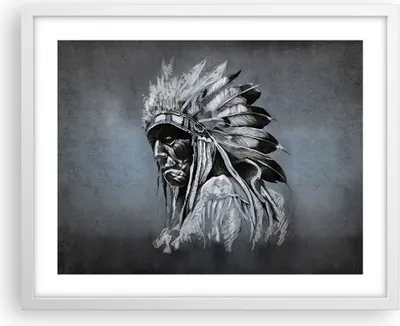 Produktbild von Gerahmtes Poster - Weißer Rahmen - Inder Feder Mann - 50x40 cm - Wand Bild - Wanddeko - Wandbilder - Kunstposter - Wandposter - Bilderrahmen - Bilder - Kunstdruck - Wanddekoration - P2WAA50x40-4914