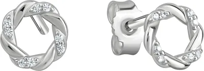 Produktbild von V Ohrstecker 925/- Sterling Silber 0,7cm weiß Zirkonia weiß 371220468R