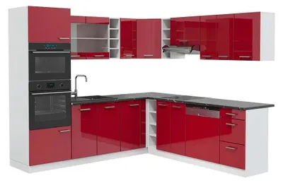 Produktbild von Eckküche Vicco R-Line Rot Hochglanz/Weiß 247 x 237 cm, AP Anthrazit, Model 42687