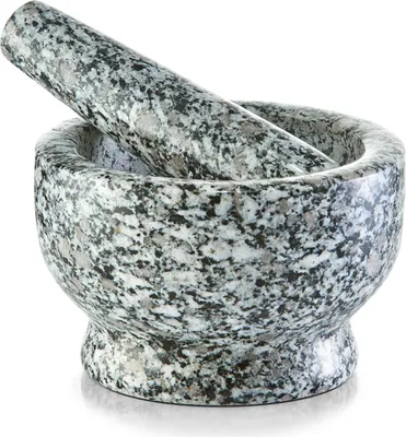 Image de Mortier avec pilon en granit, gris, diamètre 13 cm