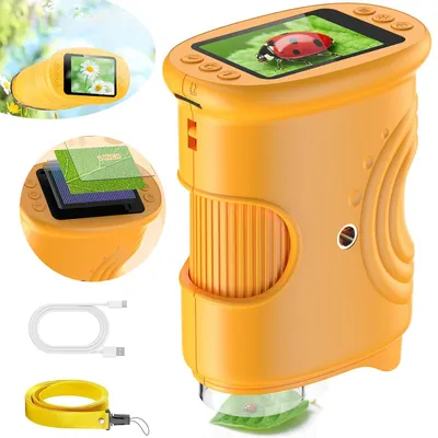 Produktbild von Digital Mikroskop, Handy Taschenmikroskop für Alter von 4–6, 6–12 Studenten, Jungen und Mädchen