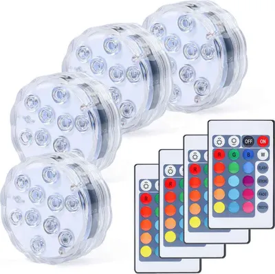 Produktbild von 4er-Set RGB-Poolleuchten, wasserdichte LED-Unterwasserleuchten mit Fernbedienung für die Aquariumdekoration