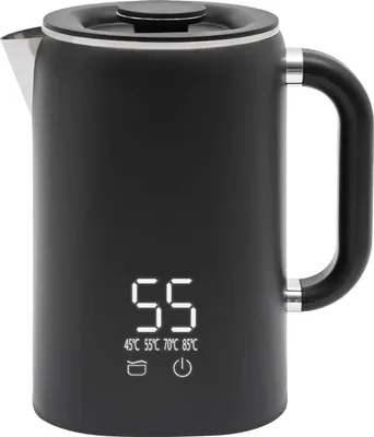Immagine prodotto di Bollitore elettrico - Capacità 1,7 litri, 1500 W - Bollitore con controllo della temperatura - 5 livelli di temperatura - Acciaio inossidabile - Nero