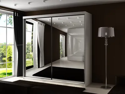 Obrázek produktu pro Šatní skříň 200 cm se zrcadlem a RGB LED osvětlením ELVIRA - bílá