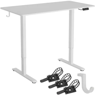 Obrázek produktu pro tectake Elektrický výškově nastavitelný stůl, dvouúrovňová konstrukce, paměťová funkce, bílá barva, rozměry 120x60 cm, výška 71-116 cm, plynulé nastavení výšky