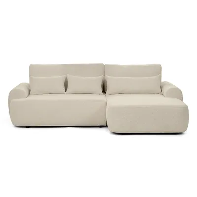 Produktbild von Ecksofa OLIVER mit Schlaffunktion & Bettkasten, Bouclé Beige, Eckseite rechts