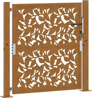 Immagine prodotto di Cancello da giardino 100x100 cm in acciaio corten con design a foglia