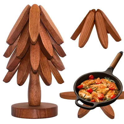 Produktbild von Untersetzer für heiße Gerichte, Untersetzer, 4-teiliges Set mit Sockel, Untersetzer für heiße Töpfe, Pfannen und Teekannen