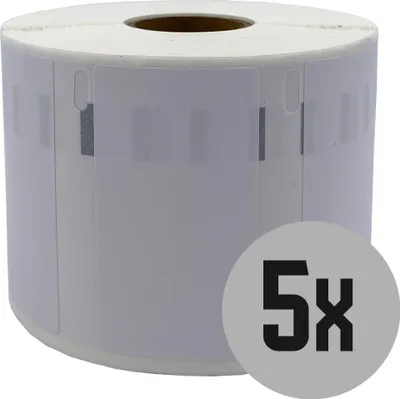 Produktbild von DULA Etiketten - Kompatibel mit Dymo Compatible labels - Weiß - 11354 - S0722540 - Grote multifunctionele etiketten - 5 rollen - 57 x 32 mm - 1000 labels per rol