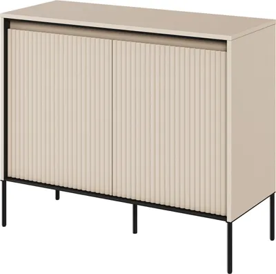Produktbild von Kommode Trend TR-02 Schrank 98x83x40 cm Gefräste Front 2 Türen Wohnzimmerschrank Beige