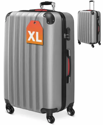 Produktbild von MONZANA® Koffer Handgepäck ABS Hard Case 4 Rollen Teleskopgriff Zahlenschloss Kantenschutz Reisekoffer Hartschalenkoffer Rollkoffer Trolley Silber XL