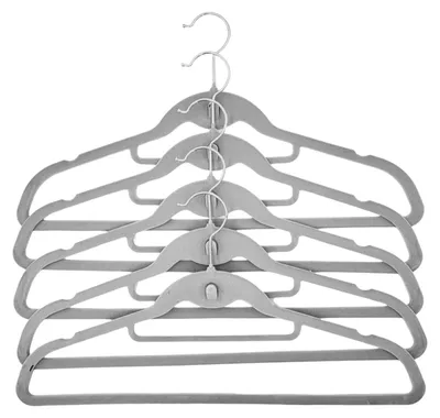 Image de Cintre en velours, lot de 5 cintres porte-cravates, porte-ceintures, cintre à linge, patère, porte-vêtements, cintre, couleur:gris