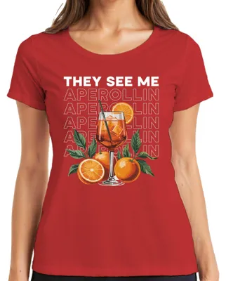 Productafbeelding van "Aperol Spritz zomerfeest, dames T-shirt, rood, maat 3XL."