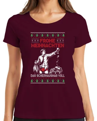 Obrázek produktu pro Merry Christmas Sarcasm - Ošklivý vánoční svetr - dámské tričko, vínová, L