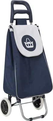 Zdjęcie produktu dla HowHomely | Wózek na zakupy - Pomoc na zakupy - 34 x 30 x 96 cm - 50 L - Granatowy Biały - Wózek na zakupy - Torba z klapą