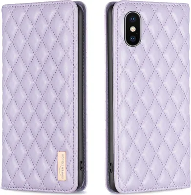 Produktbild von iPhone X / XS Hülle, Elegant Bookstyle Flip Leder Kartenfächer Schutzhülle mit Ständer für iPhone X / iPhone XS Lila