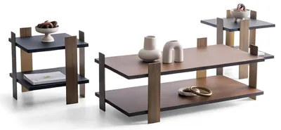 Image de Set de table moderne pour salon Tables en bois brun Tables basses 3 pièces