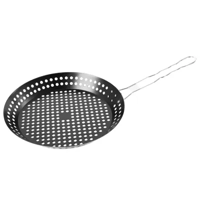 Image de Poêle à griller : antiadhésive, surface perforée, long manche