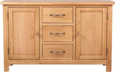 Produktbild von vidaXL Sideboard mit 3 Schubladen 110x33,5x70 cm Massivholz Eiche