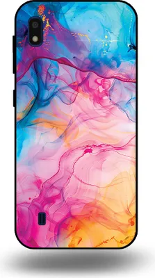 Produktbild von Smartphonica Telefon Fall geeignet für Samsung Galaxy A10 mit Regenbogen Acryl Marmor Druck - TPU Backcover Fall Regenbogen Acryl Marmor Design