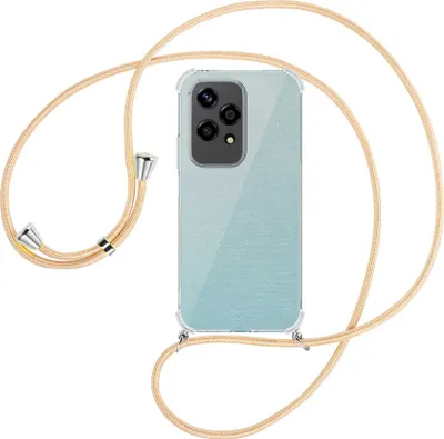 Produktbild von Handykette Backcover-Schutzhülle mit Band (Metall silberfarben) für Honor 200 Lite - Goldkordel