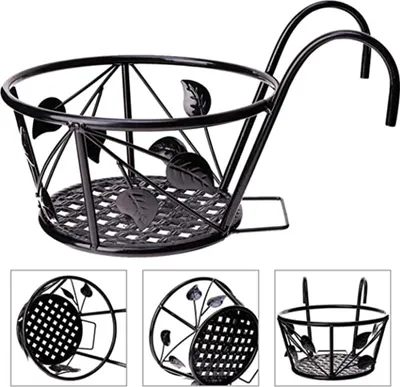 Image de Supports pour pots de fleurs en fer suspendus Etagère de balcon Support pour plantes de jardin Décoration de balcon