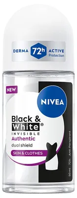 Obrázok produktu pre NIVEA Black&White, autentický antiperspirant pre ženy, roll-on, 72-hodinová ochrana, 50 ml