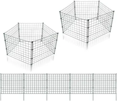 Immagine prodotto di Recinzione da giardino, 10 pezzi; recinzione per l'acqua, set completo da 11 pezzi; recinzione da campeggio in metallo; set recinzione per spazio all'aperto