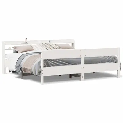 Produktbild von vidaXL Massivholzbett ohne Matratze Weiß 180x200 cm Kiefernholz