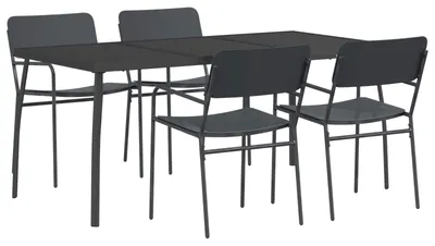 Imagen del producto de Conjunto de 5 sillas de comedor, color antracita, estructura de acero