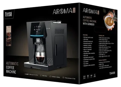 Produktbild von Teesa Tessa Aroma 800, Espressomaschine, 2 l, Kaffeebohnen, Gemahlener Kaffee, Eingebautes Mahlwerk, 1500 W, Schwarz