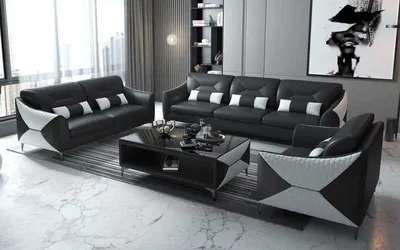 Produktbild von Sofagarnitur 321 Sitzer Schwarz Modern JVmoebel
