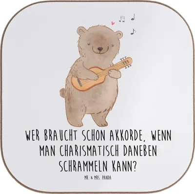 Produktbild von Mr. & Mrs. Panda Tassenuntersetzer Charisma Gitarre - Weiß - Geschenk, Tischuntersetzer, Holzuntersetzer, Untersetzer Gläser, Coaster, Liebe, Freiheit, Instrument, Lernen