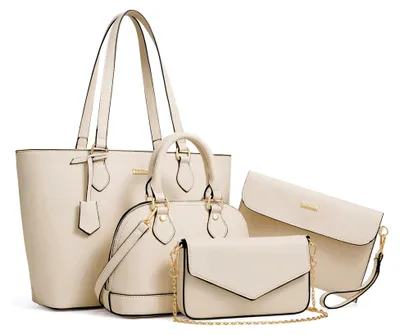 Produktbild von Damen Handtaschen Set 4-teilig für Büro, Schule, Einkauf und Reisen (Beige)