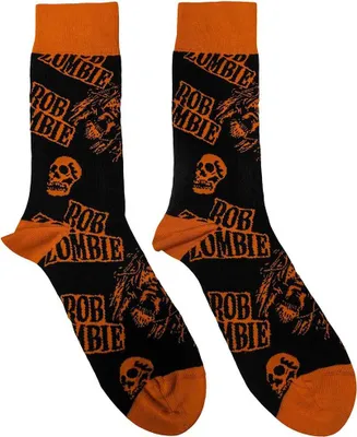 Obrázok produktu pre Rob Zombie Skull Face Orange Black 40-45 Ponožky