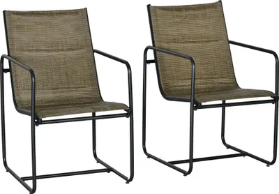 Obrázek produktu pro Zahradní židle Outsunny sada 2 kusů, sada zahradních židlí s područkami, židle na terasu, židle na balkon, síťovina, ocel, hnědá, 54 x 66,5 x 88 cm