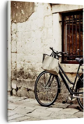 Produktbild von Bild auf Leinwand - Leinwandbild - Einteilig - Straße Fahrrad Stadt Ruinen - 50x70cm - Wand Bild - Wanddeko - Wandbilder - Leinwanddruck - Wanddekoration - Leinwand bilder - Wandbild - PA50x70-2667