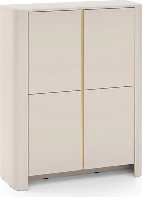 Produktbild von Aura Kommode 103 cm in Kaschmir mit vier Türen und abgerundeten Seiten – modern, elegant und geräumig