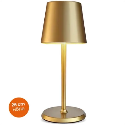 Produktbild von Goliving Tischlampe wiederaufladbar – Tischleuchte - Nachttischlampe - dimmbar – Touch-Lampe – Nachtlampe – 26 cm – Gold