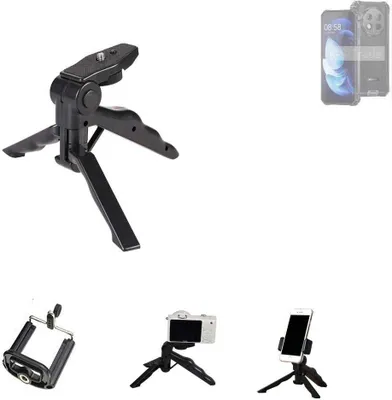 Produktbild von K-S-Trade Stativ Tisch-Ständer Dreibein Handy-Stativ Ständer kompatibel mit Oukitel WP28 Mini-Stativ Smartphone Tripod Handy-Stativ aus Plastik