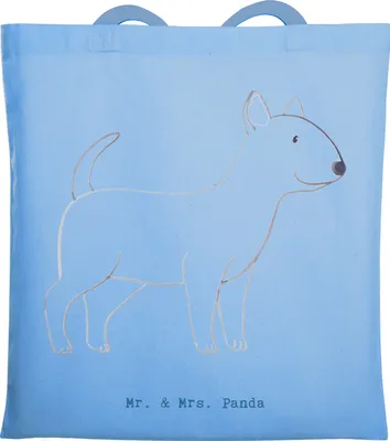 Produktbild von Mr. & Mrs. Panda Baumwolltasche Bullterrier Lebensretter - Sky Blue - Geschenk, Tasche, festival, Tragetasche, Einkaufstasche, Laptoptasche, Tote Bag
