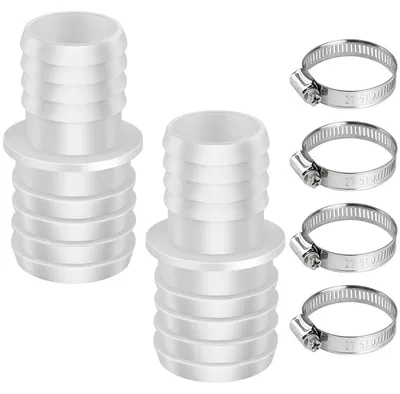 Zdjęcie produktu dla Zestaw łączników do węży, 2 sztuki, średnica 32 mm do 38 mm, z 4 zaciskami do węży ze stali nierdzewnej