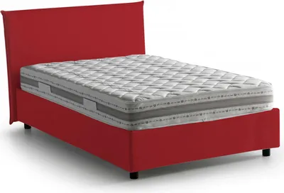 Produktbild von Quadratisches und halbes Bett Astrid, Containerbett mit Stoffbespannung, 100%  Italy, Frontöffnung, passend für Matratze Cm 120x200, Rot